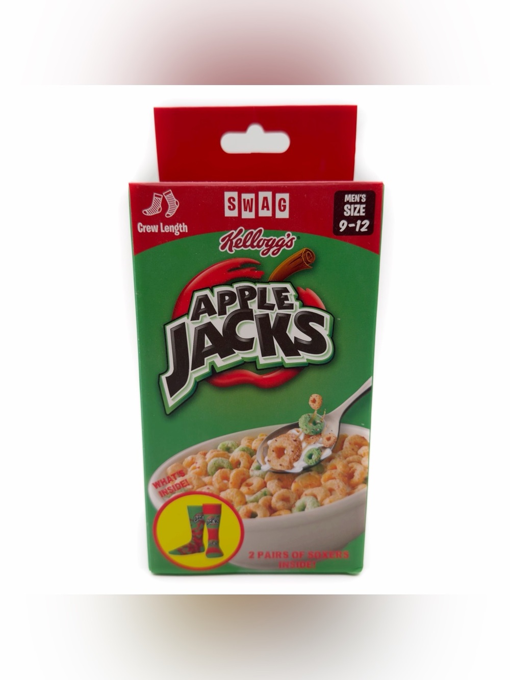 Apple Jacks Cereal Swag Crew Socks Mens 2 Pack Funny Gift
